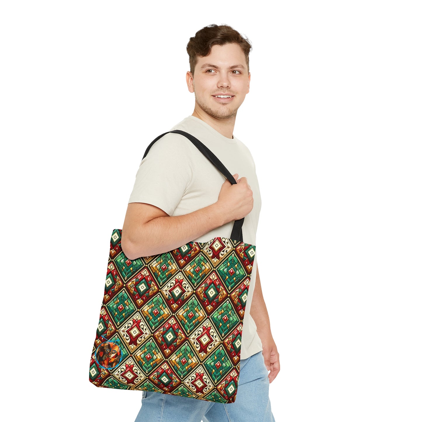 Bohemian Geometric Diamond Pattern Tote Bag