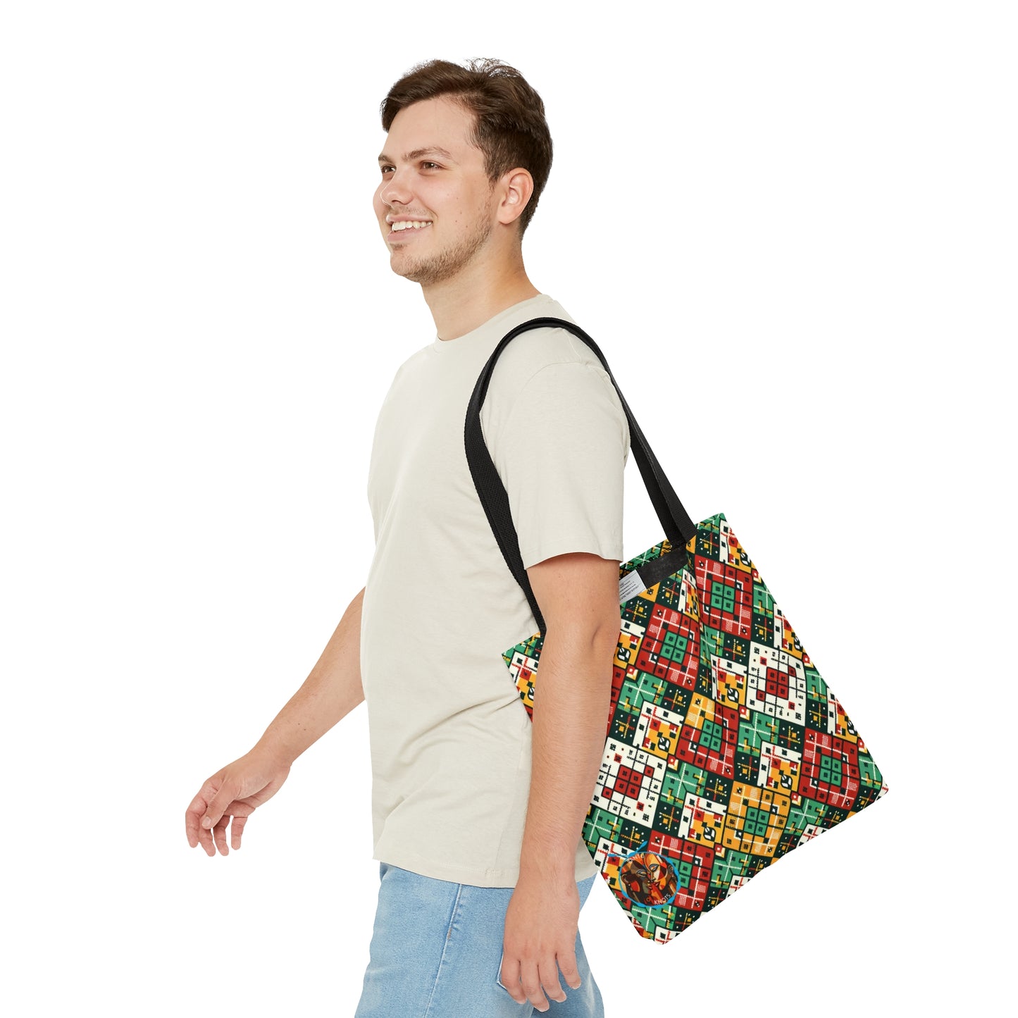 Vibrant Geometric Patchwork Tote Bag