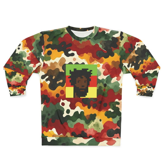 Retro Pixel Art Camouflage Crew Neck Sweatshirt