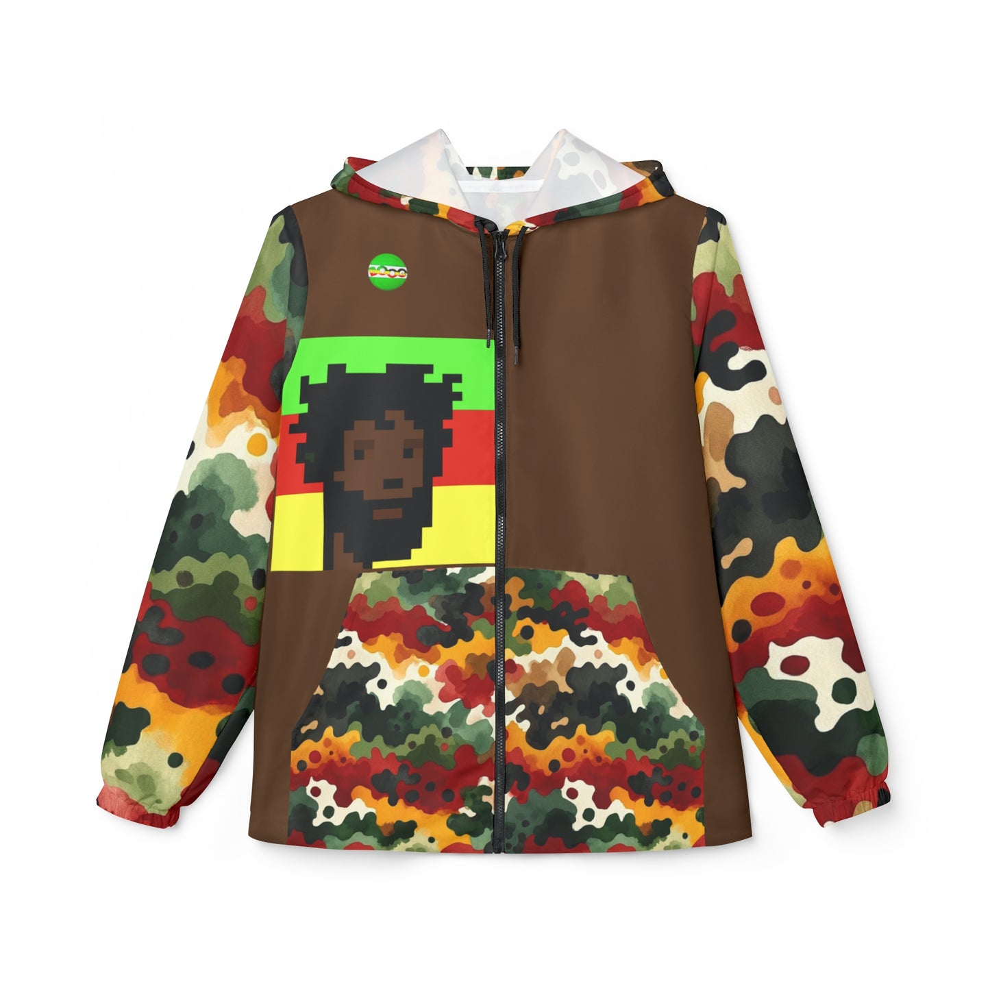 Pixel Portrait Camo Windbreaker Jacket
