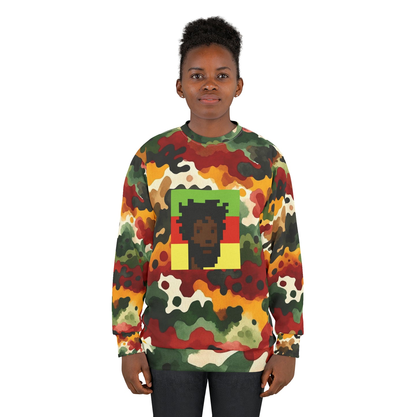 Retro Pixel Art Camouflage Crew Neck Sweatshirt