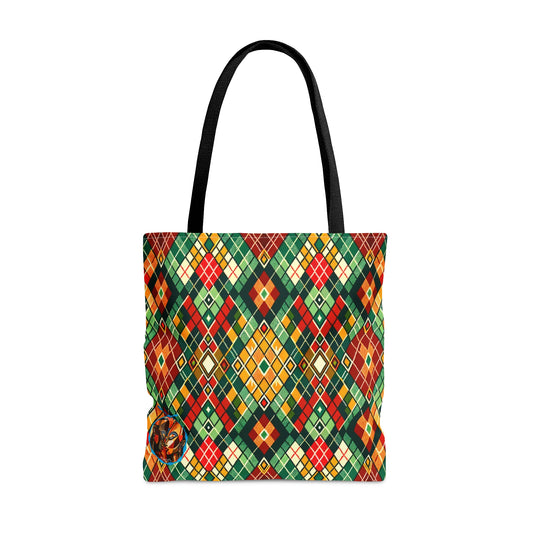 Vibrant Geometric Mosaic Canvas Tote Bag