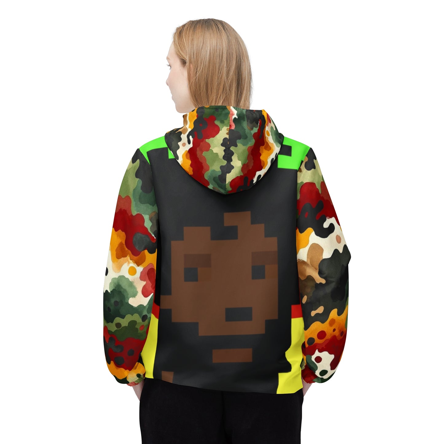 Pixel Portrait Camo Windbreaker Jacket